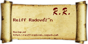 Reiff Radován névjegykártya